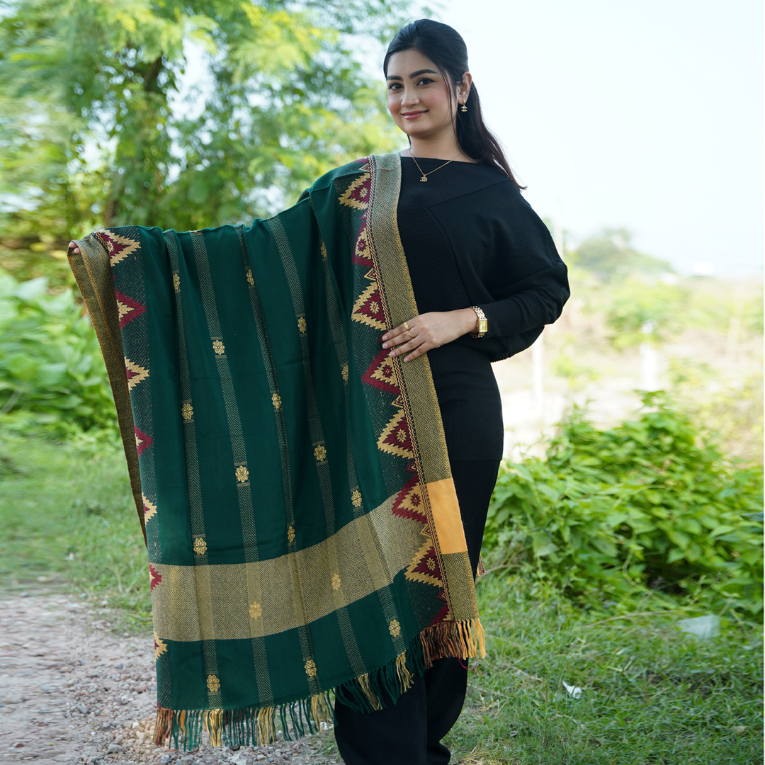 জামদানি শাল-সি গ্রিন কালার - M004