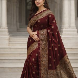 জাপানি সিল্ক ব্লক প্রিন্ট শাড়ি=7031​